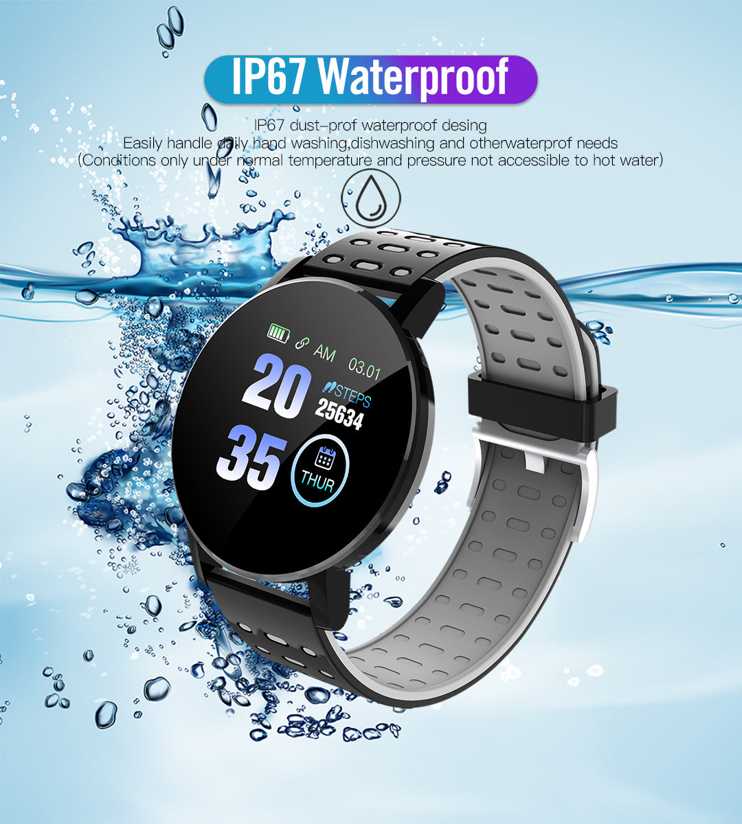 119Plus Smart Watch Men Women Smart Bracelet LED Smartwatch Waterproof Touch Screen Bracelet Sport Smartband Fitness Tracker