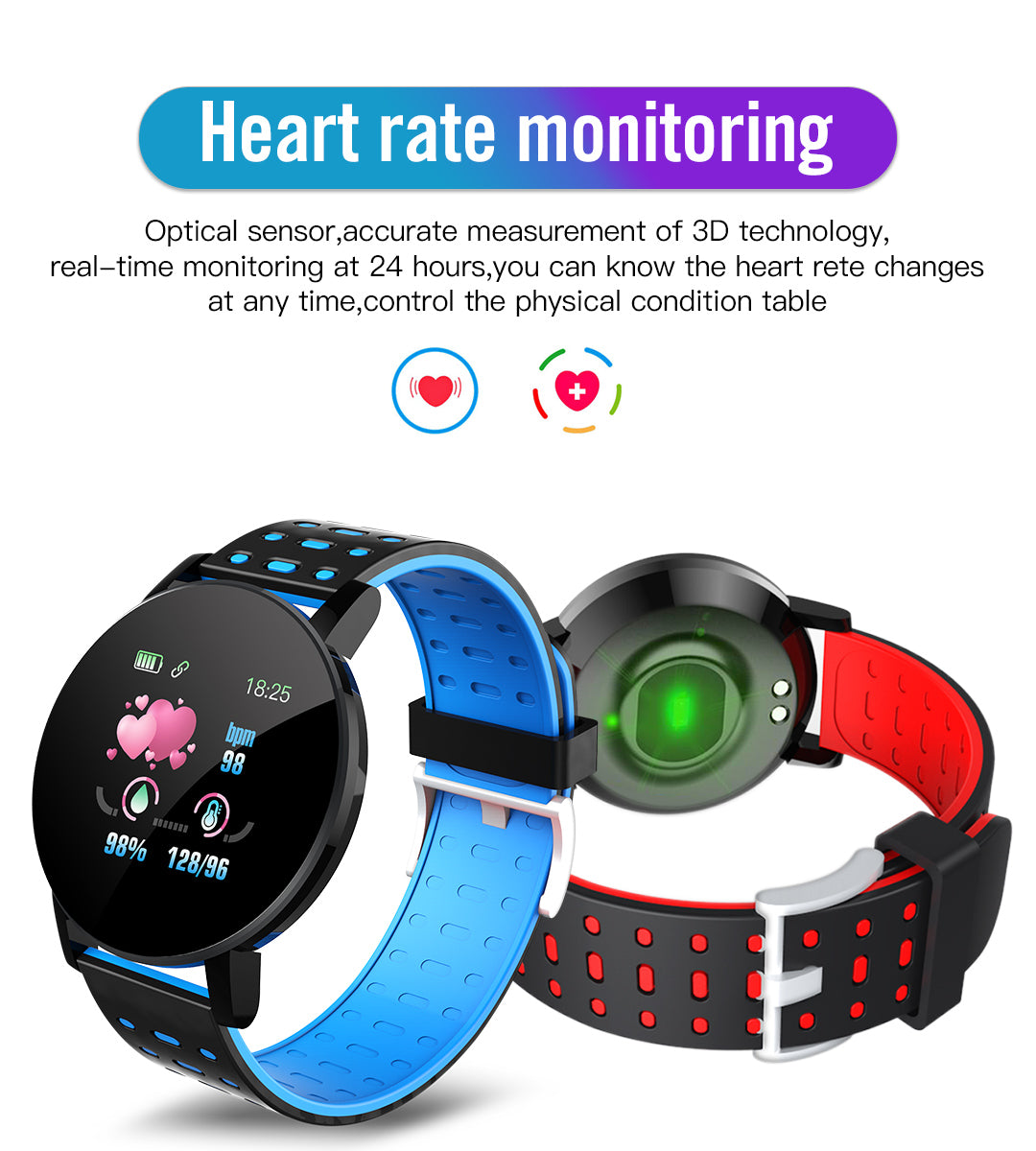 119Plus Smart Watch Men Women Smart Bracelet LED Smartwatch Waterproof Touch Screen Bracelet Sport Smartband Fitness Tracker