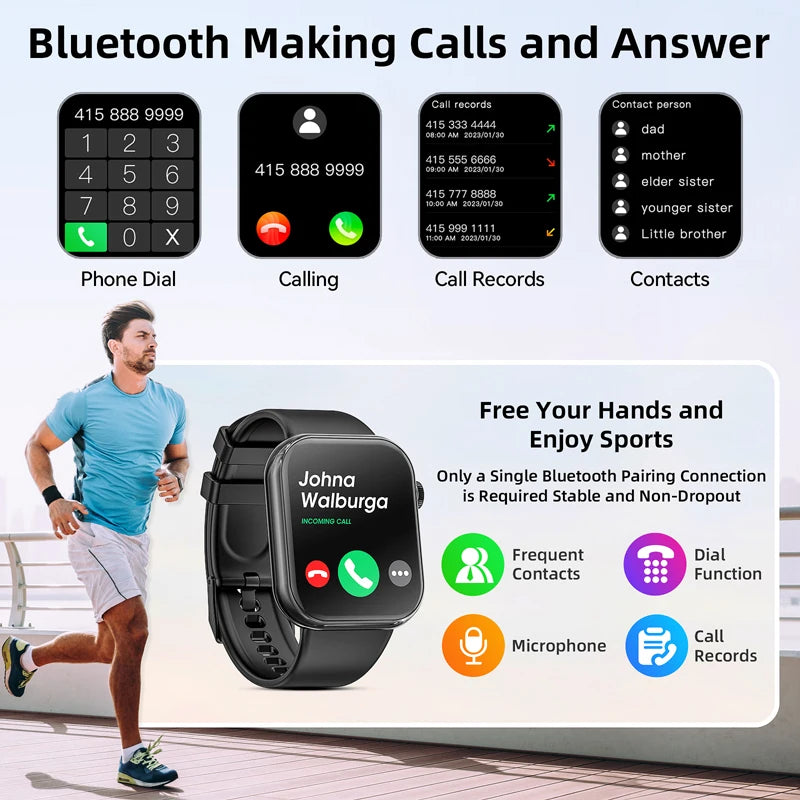 Karchilor 2024 Men'S Smartwatch Bluetooth Call Women'S 1.85 High-Definition Screen Sports Watch Suitable For Android Ios