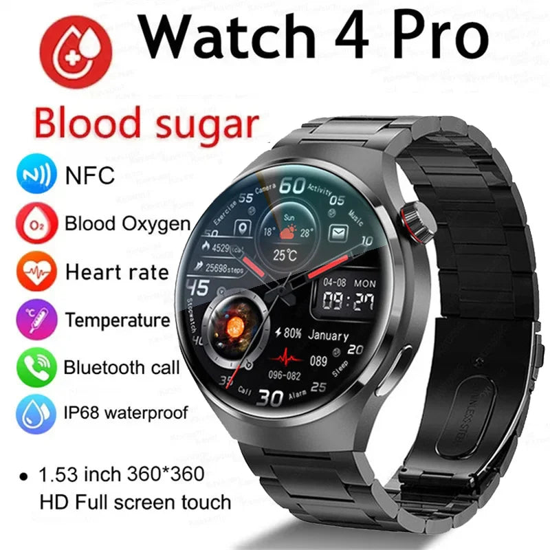 2024 New GPS Watches GT4 PRO Smart Watch Men AMOLED HD Screen BT Call NFC IP68 Waterproof Heart Rate Blood Sugar Smartwatch GT4