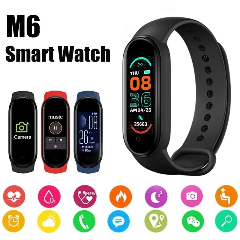 M6 Band Smart Watch Men Women Smartwatch Heart Rate Sports FitnessTracking Bracelet for Apple Xiaomi Mi Smartband Watches Xfcs