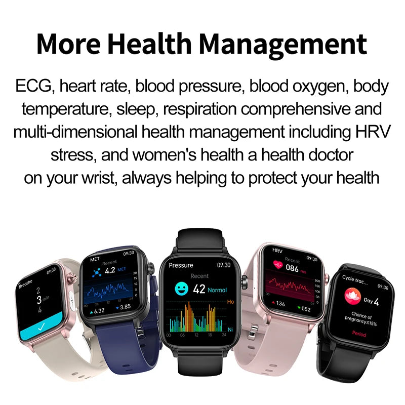 2024 New Blood Lipids Uric Acid Non-Invasive Blood Glucose Smart Watch Men ECG+PPG Bluetooth call AI Voice Assistant Smartwatch