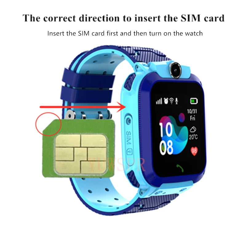 Q12 Kids Smart Watch Waterproof LBS Location Support Hebrew 2G SIM Card Listen Baby Tracking Boys Girls Smartwatch Clock Gift