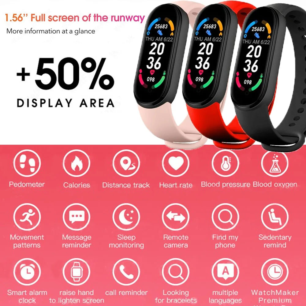 M6 Smart Band Smart Watch Men Women Heart Rate Monitor Blood Pressure Fitness Tracker Smartwatch Smartband Clock For Xiaomi iOS