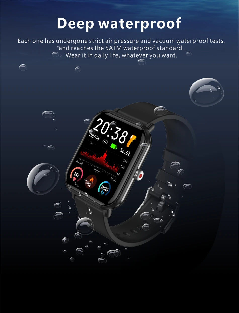 LIGE 2024 New Smart watch Ladies Full Touch Screen Sports Fitness watch IP67 Waterproof Bluetooth For Android IOS Smartwatch Men