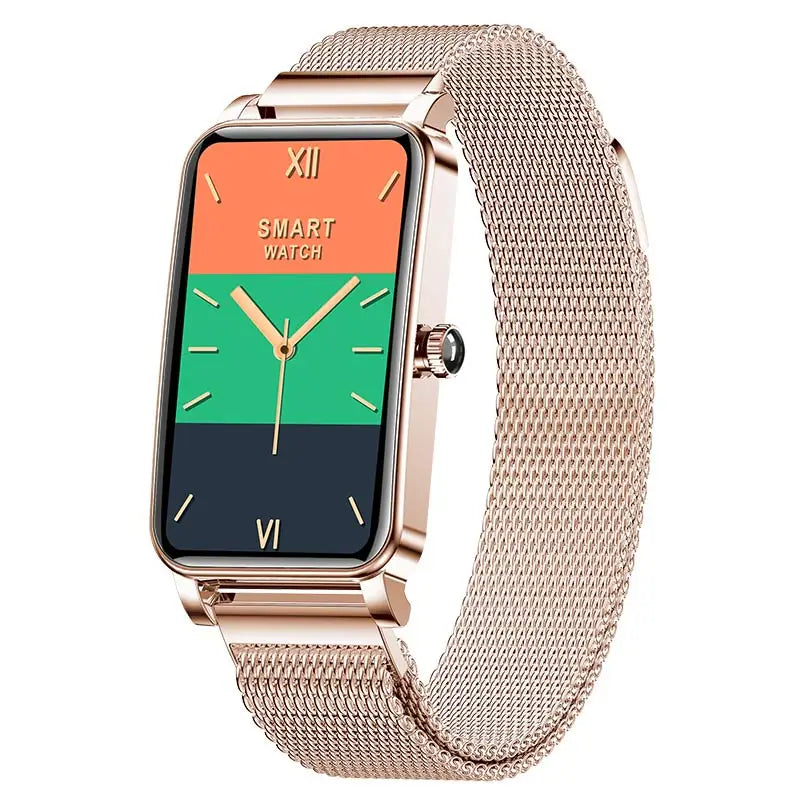 2024 Women Smart Watch Heart Rate Blood Pressure Blood Oxygen Girl Sports Fitness Wristband Multi-sports Mode Metal Watch Clock