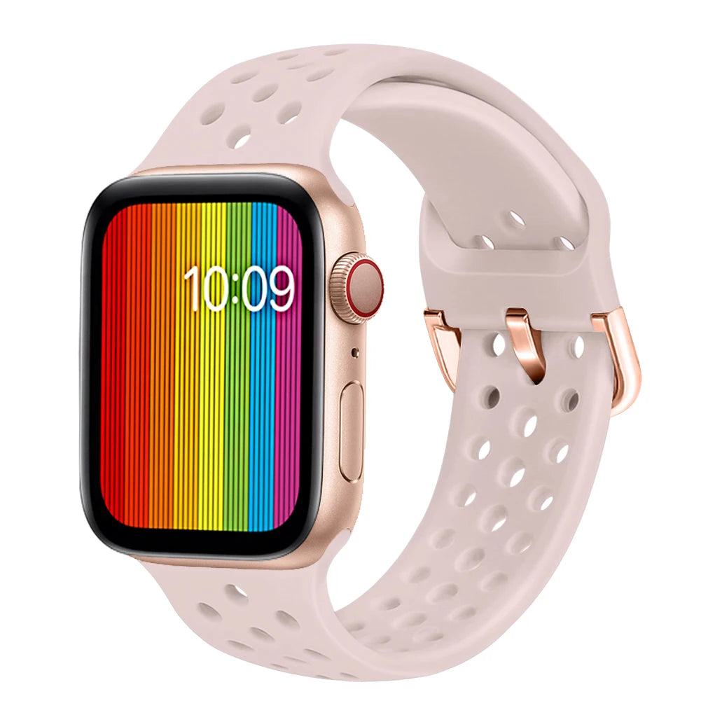 Silicone Strap For Apple Watch Series 9 8 7 41mm 45mm Band Ultra/Ultra 2 49mm Bracelet For Apple Watch SE 7 6 5 40mm 44mm Correa