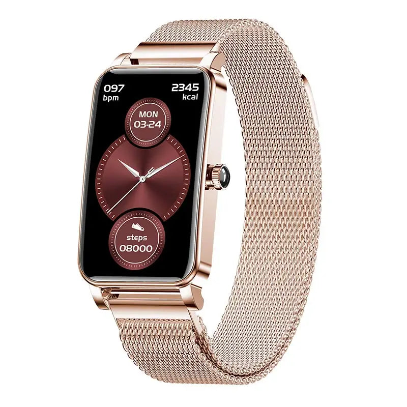 2024 Women Smart Watch Heart Rate Blood Pressure Blood Oxygen Girl Sports Fitness Wristband Multi-sports Mode Metal Watch Clock