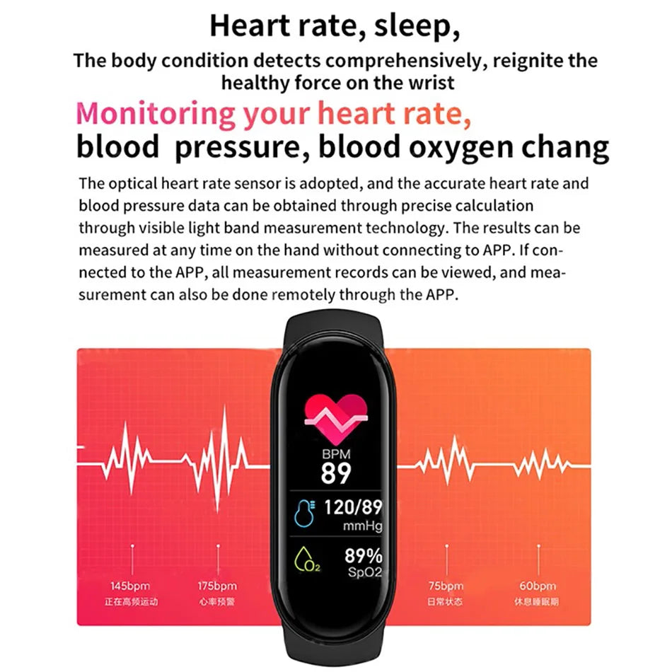 M6 Smart Band Smart Watch Men Women Heart Rate Monitor Blood Pressure Fitness Tracker Smartwatch Smartband Clock For Xiaomi iOS