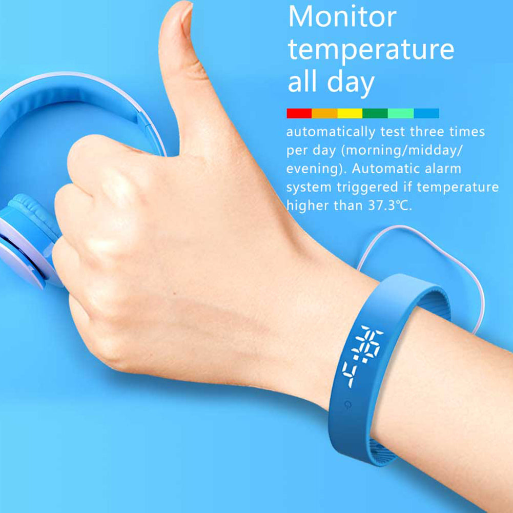 V9 LED Digital Smart Bracelet With Body Temperature Monitor Smart Band Vibration Alarm Reminder Waterproof Smart Clock Smartband