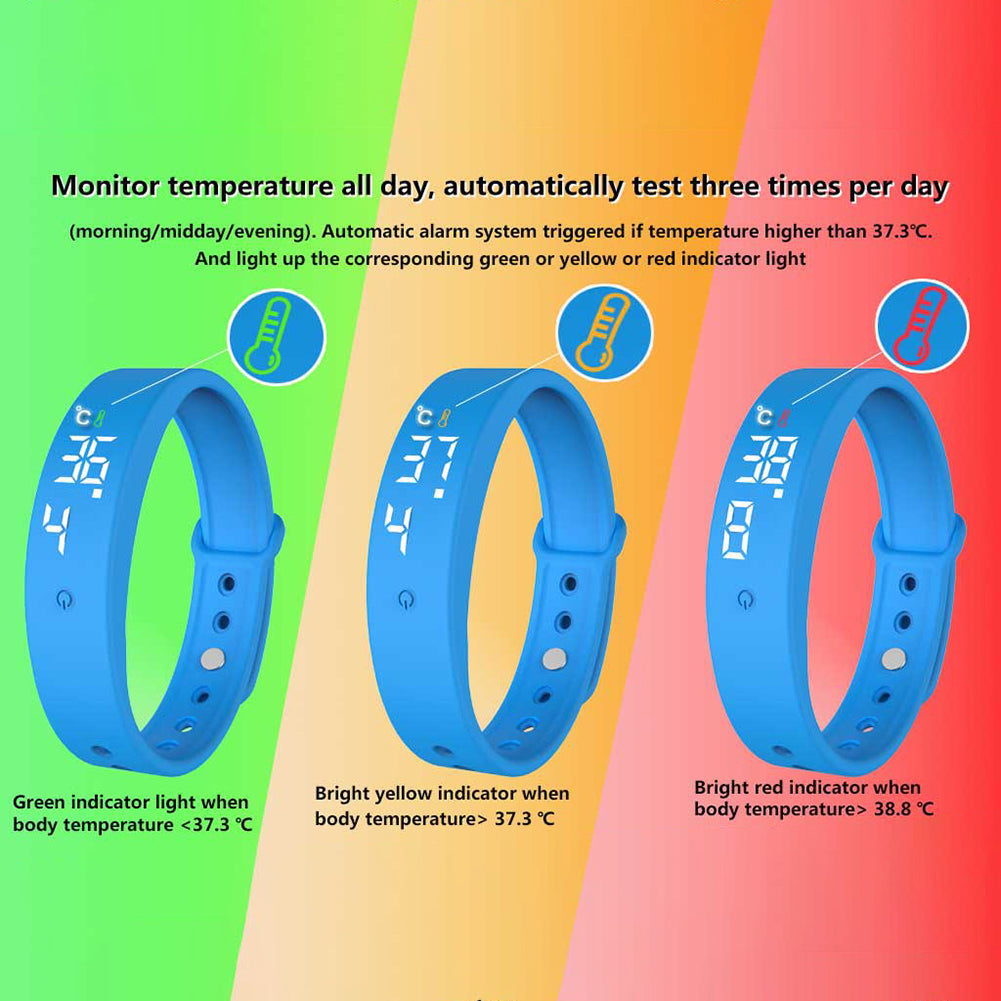 V9 LED Digital Smart Bracelet With Body Temperature Monitor Smart Band Vibration Alarm Reminder Waterproof Smart Clock Smartband