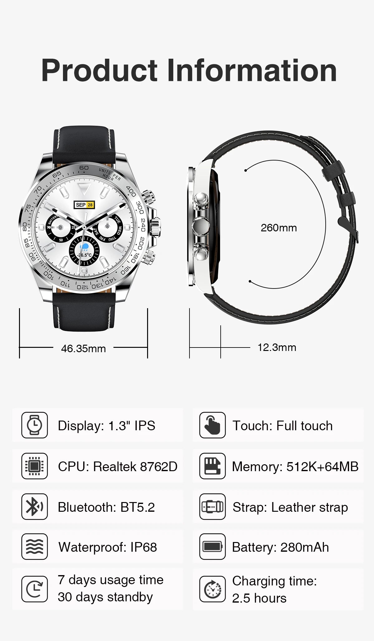 2024 Stainless Steel Smart Watch Waterproof Heartrate Detection Sports Business Full Touch Screen Smartwatch Men For Android IOS