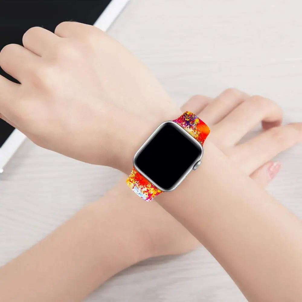 Printed Strap For Apple Watch 9 41mm 45mm Ultra 2 49mm Silicone Band For iWatch SE 8 7 6 38mm 42mm 40mm 44mm Wristband Bracelet