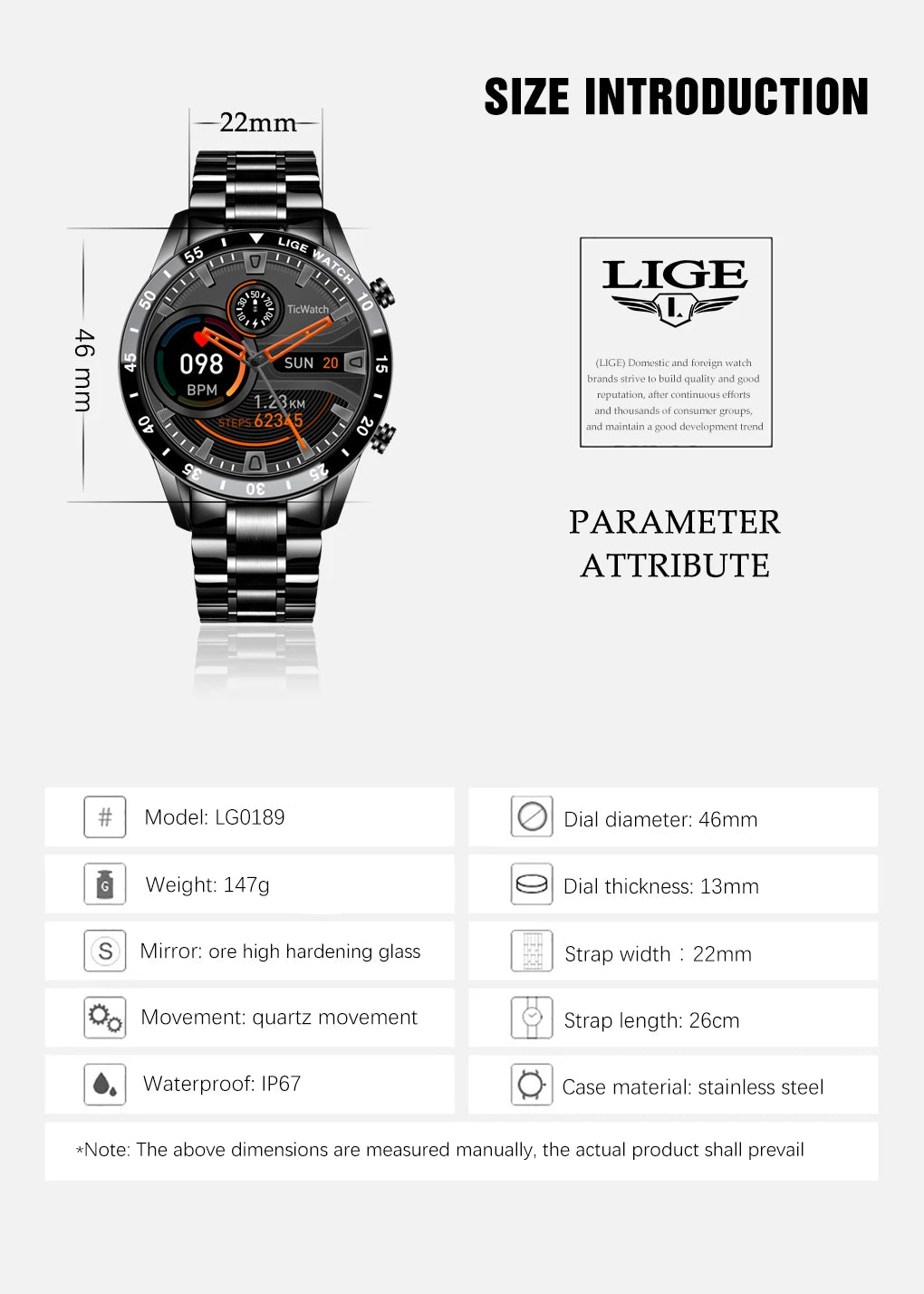 LIGE 2024 Smart Watch For Men Full Circle Touch Screen Bluetooth Call Men Smartwatch Waterproof Sport Activity Fitness Watch+Box