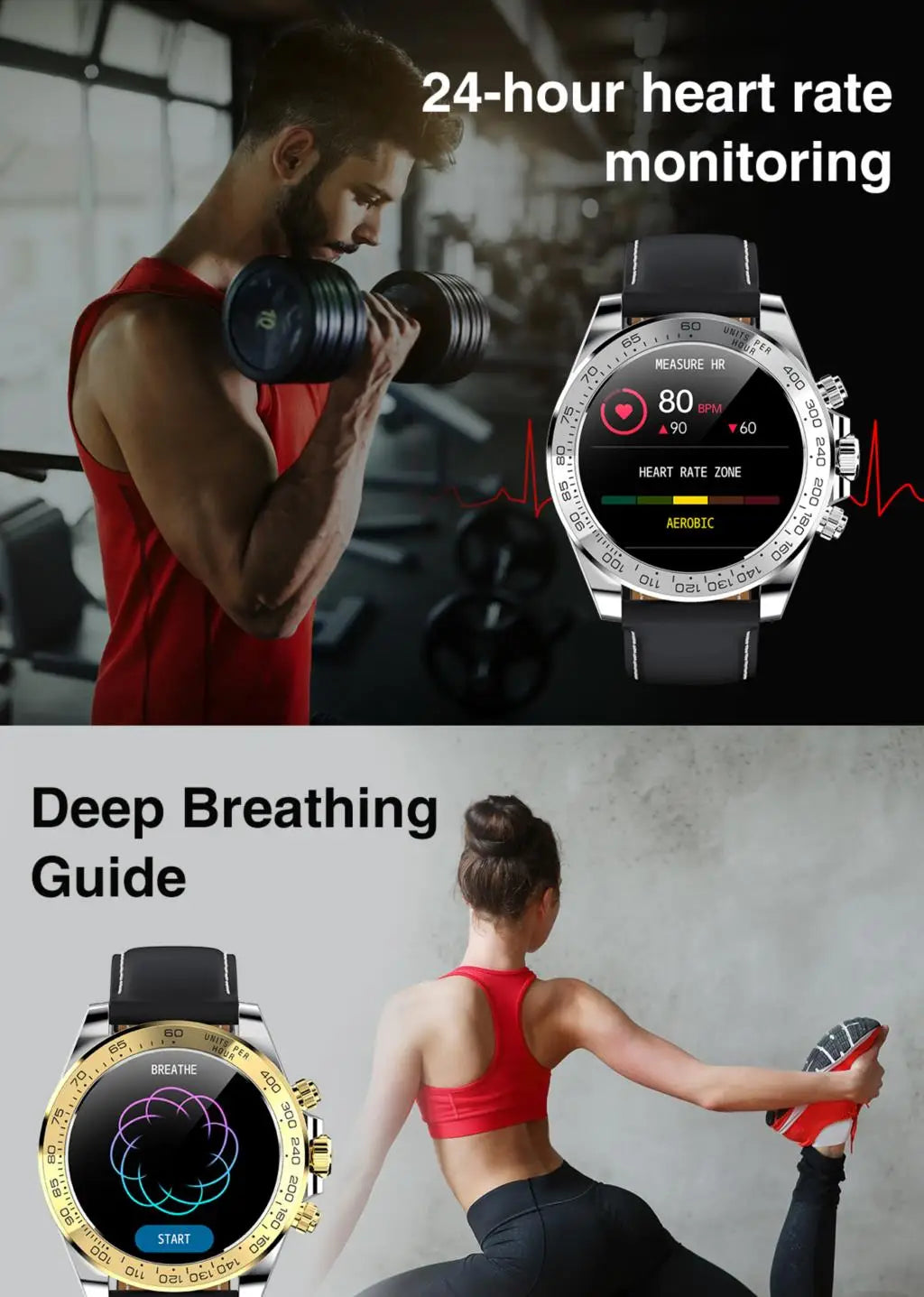 2024 Stainless Steel Smart Watch Waterproof Heartrate Detection Sports Business Full Touch Screen Smartwatch Men For Android IOS