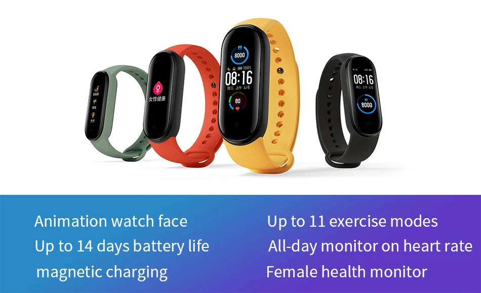 Xiaomi Mi Band 6 Smart Wristband AMOLED Blood Oxygen Fitness Traker Heart Rate Bluetooth Waterproof Miband 5