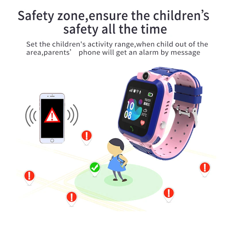 Q12 Kids Smart Watch Waterproof LBS Location Support Hebrew 2G SIM Card Listen Baby Tracking Boys Girls Smartwatch Clock Gift