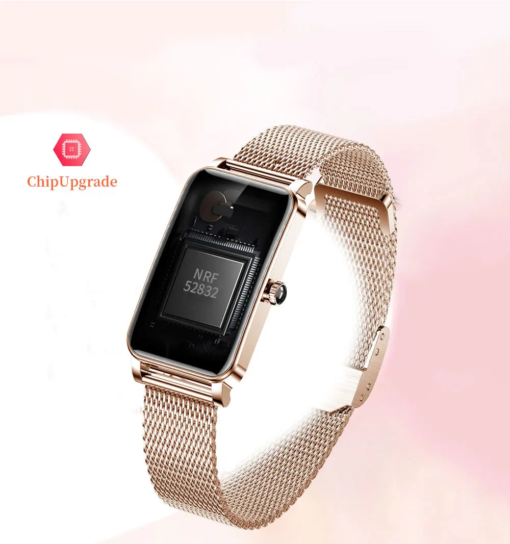 2024 Women Smart Watch Heart Rate Blood Pressure Blood Oxygen Girl Sports Fitness Wristband Multi-sports Mode Metal Watch Clock