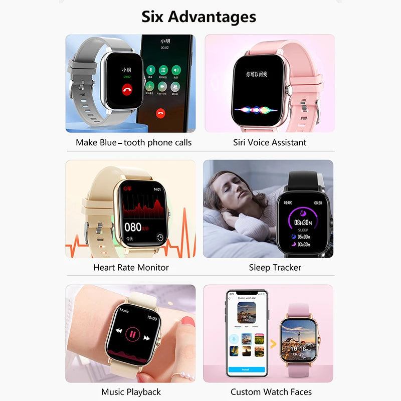 Original 1.83'' Smart Watch Clock Fitness Heart Monitor Sport Smartwatch Bluetooth Calls Watches for Men Women PK Amazfit 2024