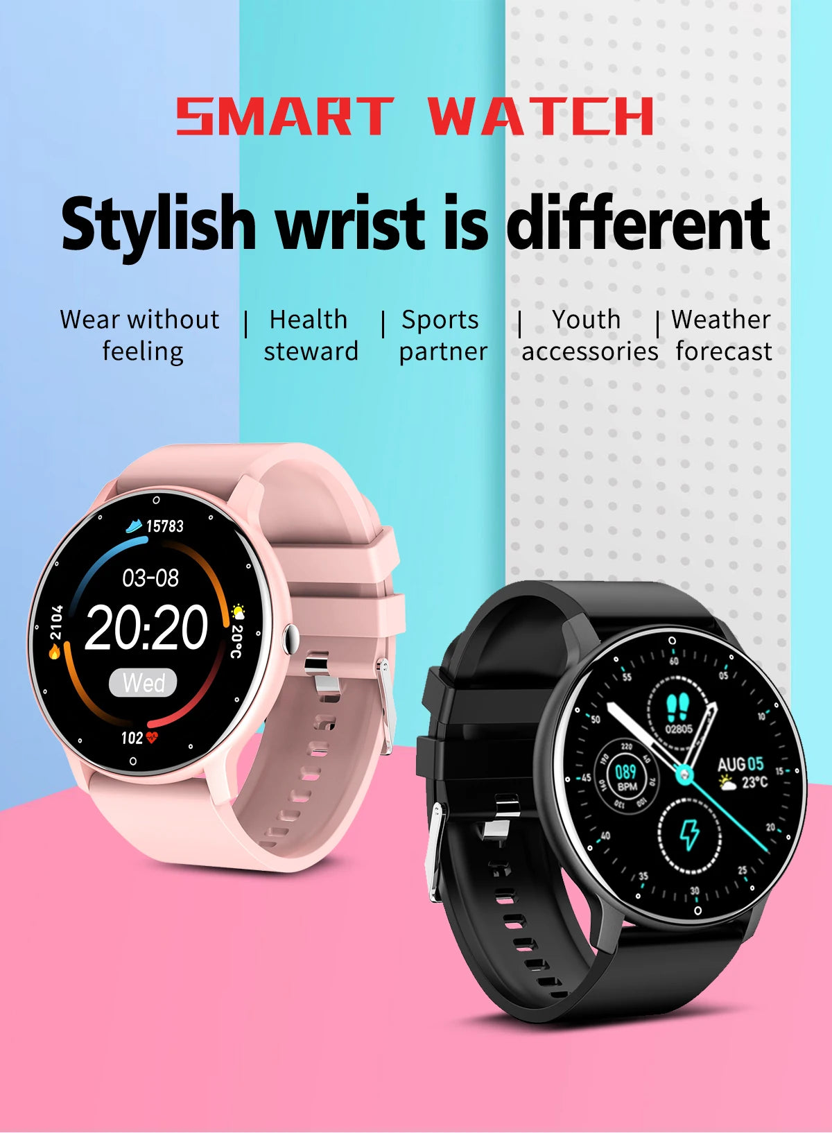 CanMixs 2024 New Smart Watch Women Men Lady Sport Fitness Smartwatch Sleep Heart Rate Monitor Waterproof Watches For IOS Android