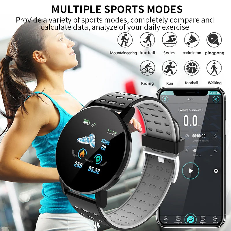 D18 119 Plus Smartwatch For Bluetooth Smart Watch Men Blood Pressure Women Smart Band Sports Tracker Smartband For IOS Android