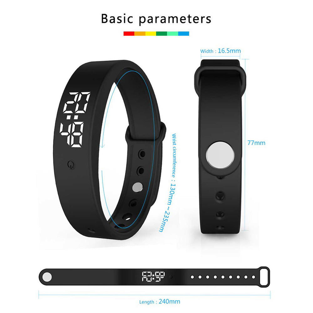 V9 LED Digital Smart Bracelet With Body Temperature Monitor Smart Band Vibration Alarm Reminder Waterproof Smart Clock Smartband