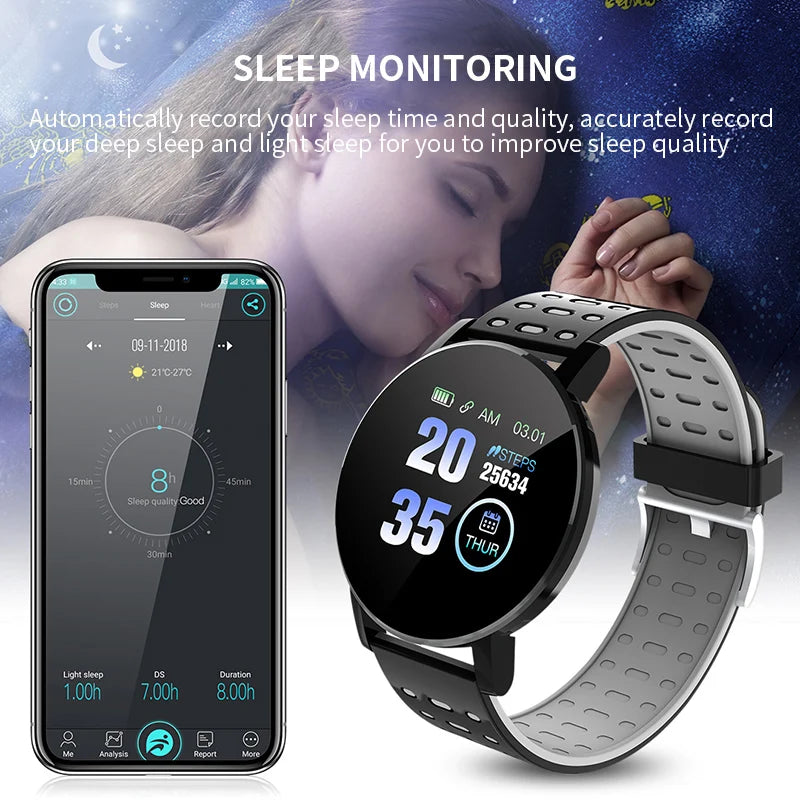 D18 119 Plus Smartwatch For Bluetooth Smart Watch Men Blood Pressure Women Smart Band Sports Tracker Smartband For IOS Android