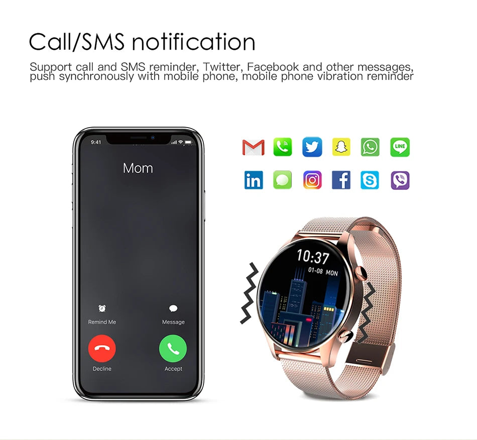 2022 New Woman Smart Watch With Make Calls Men Women Smartwatch Blood Pressure Sports Fitness Tracke For Android Samsung Apple