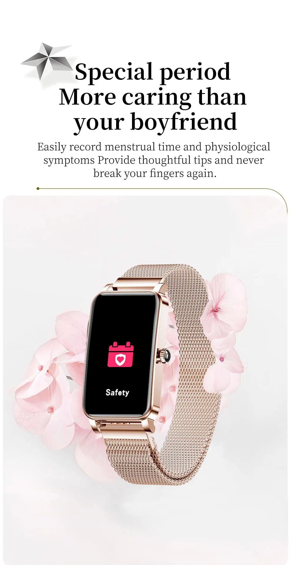 2024 Women Smart Watch Heart Rate Blood Pressure Blood Oxygen Girl Sports Fitness Wristband Multi-sports Mode Metal Watch Clock