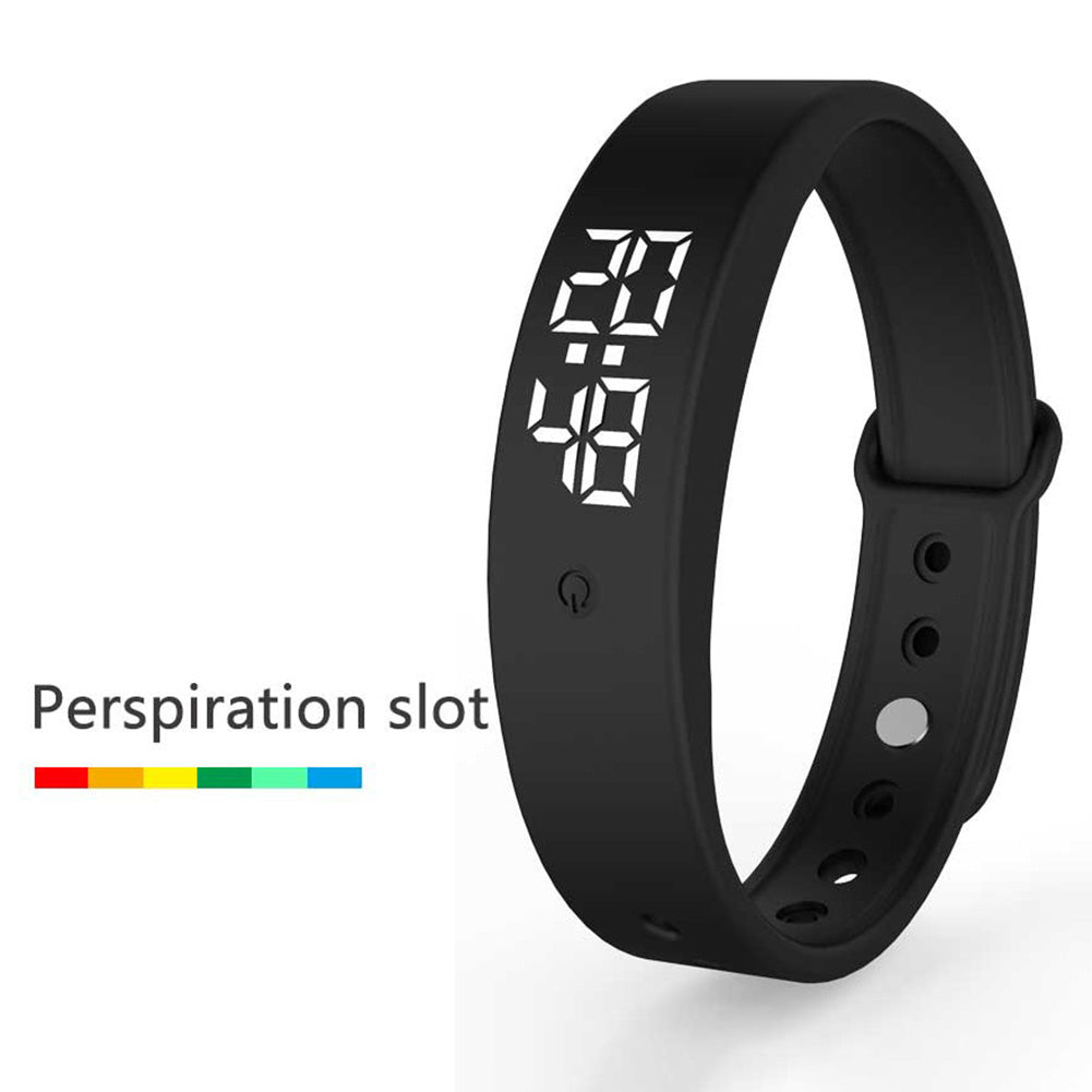 V9 LED Digital Smart Bracelet With Body Temperature Monitor Smart Band Vibration Alarm Reminder Waterproof Smart Clock Smartband