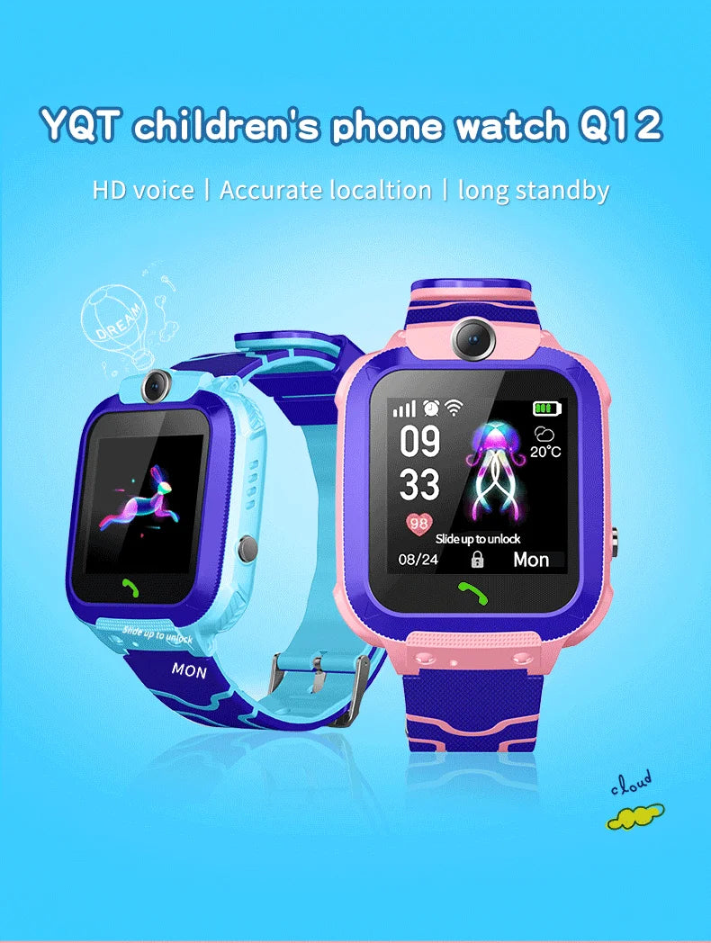 Q12 Kids Smart Watch Waterproof LBS Location Support Hebrew 2G SIM Card Listen Baby Tracking Boys Girls Smartwatch Clock Gift