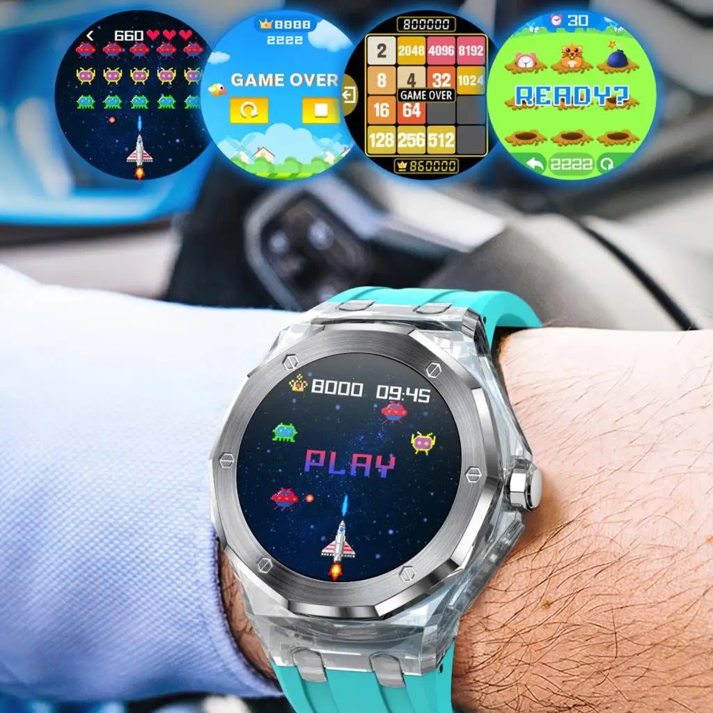 2024 New TK19 Smart Watch Men Ice Transparent Case Blue Tooth Call Music Playback Games 3ATM Waterproof Sports Women Smartwatch