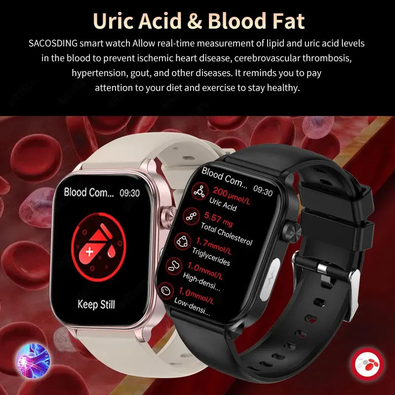 For Huawei 2024  ECG+PPG Bluetooth Call Smartwatch Blood Sugar Uric Acid Health Smart Watch Sports Smartwatch Men