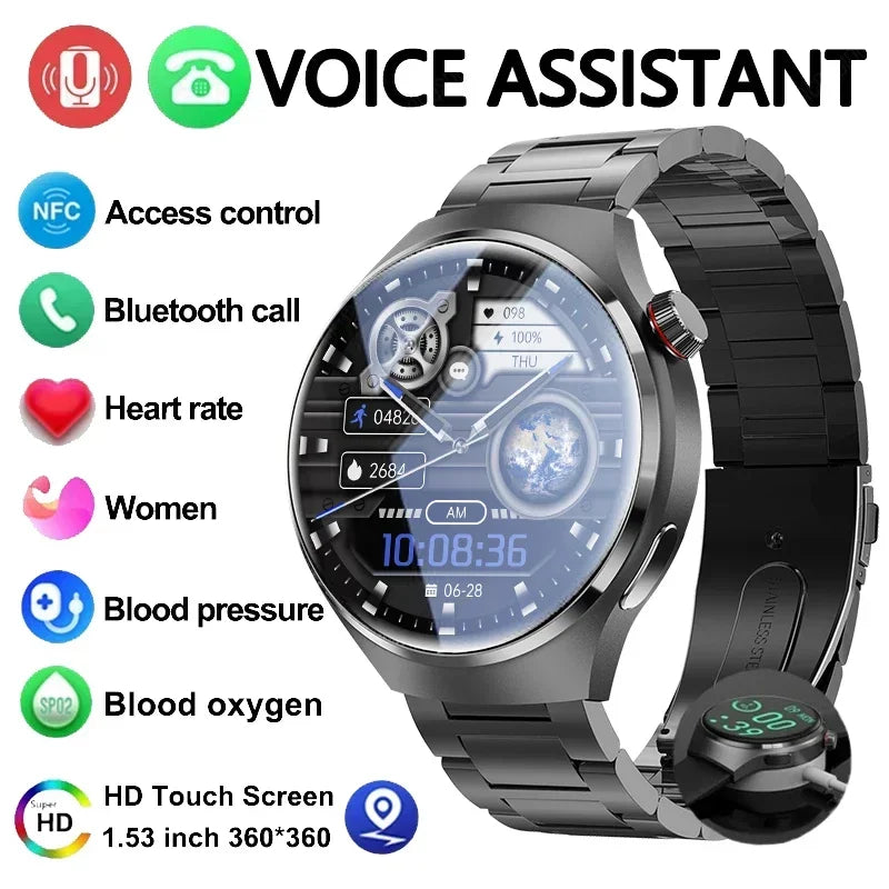 2024 Smart Watch Men IP68 NFC GPS Sports Tracker AMOLED 360*360 HD Screen Heart Rate Bluetooth Call SmartWatch IP68 Waterproof