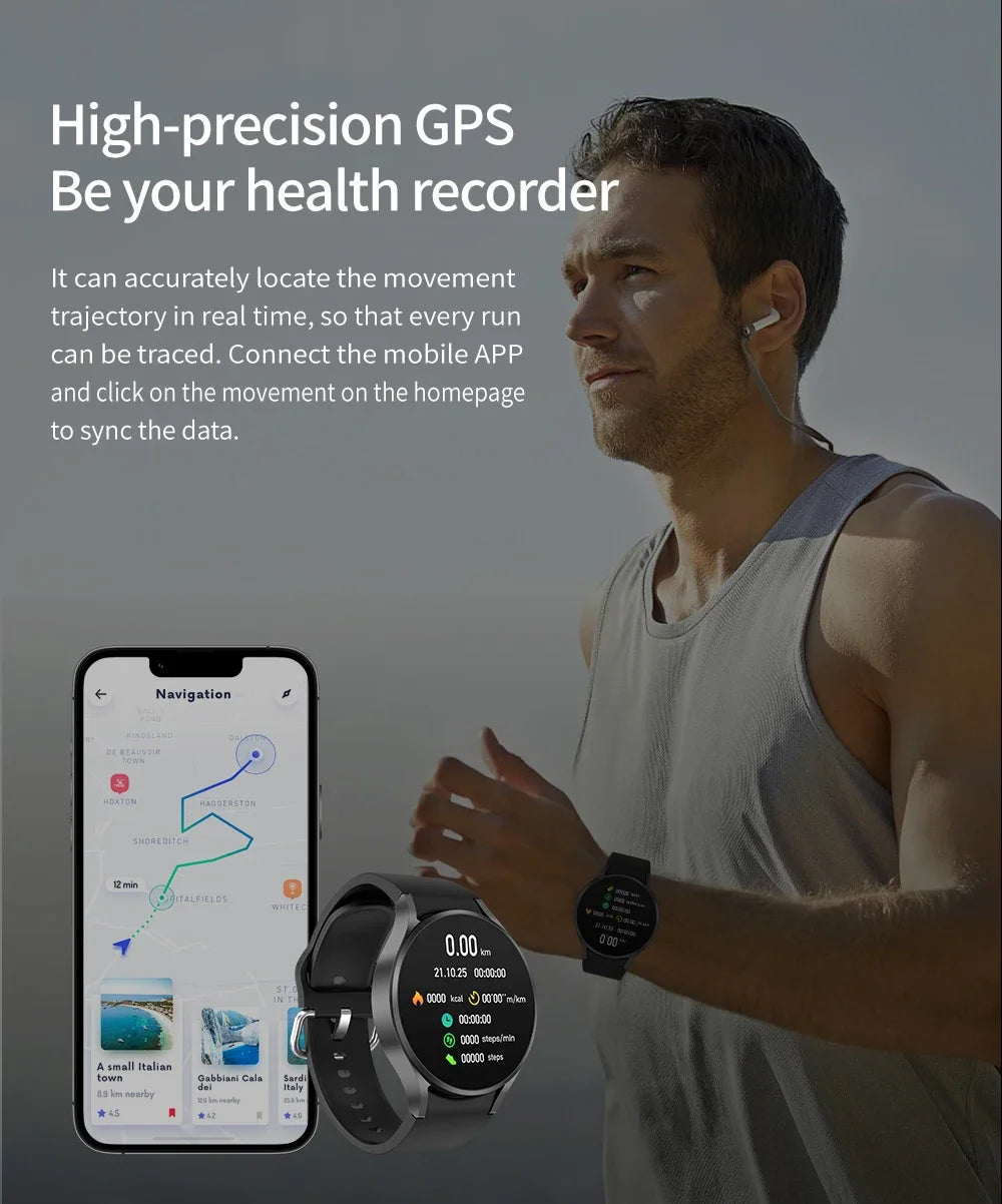 2024 New GPS Track Watch 6 Smart Watch Men Full Touch Screen Amoled Blood Sugar Clock Bluetooth Call Smartwatch For Android IOS