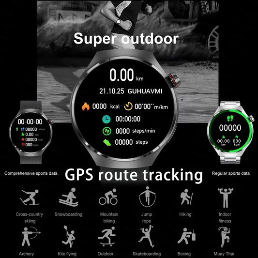 New Screen Heart rate For HUAWEI GT4 Pro GPS NFC Smart Watch Men 360*360 Waterproof Man Smartwatch 2024 Bluetooth Call IP68