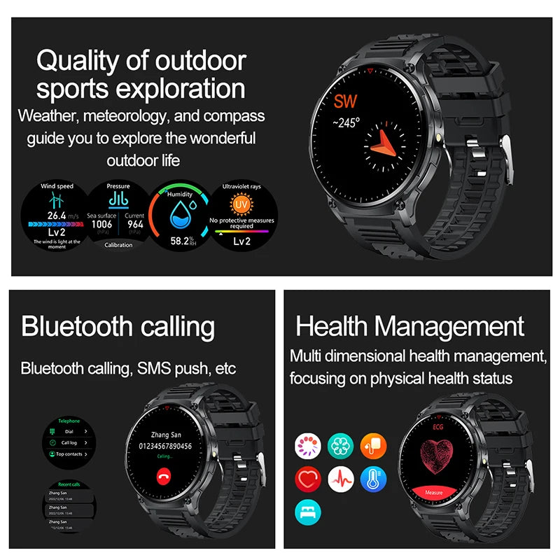 2024 New For Xiaomi Military Smart Watch Men 1.39 inch GPS Compass IP67 Bluetooth call Outdoor Sports Fitness Tracker Smartwatch