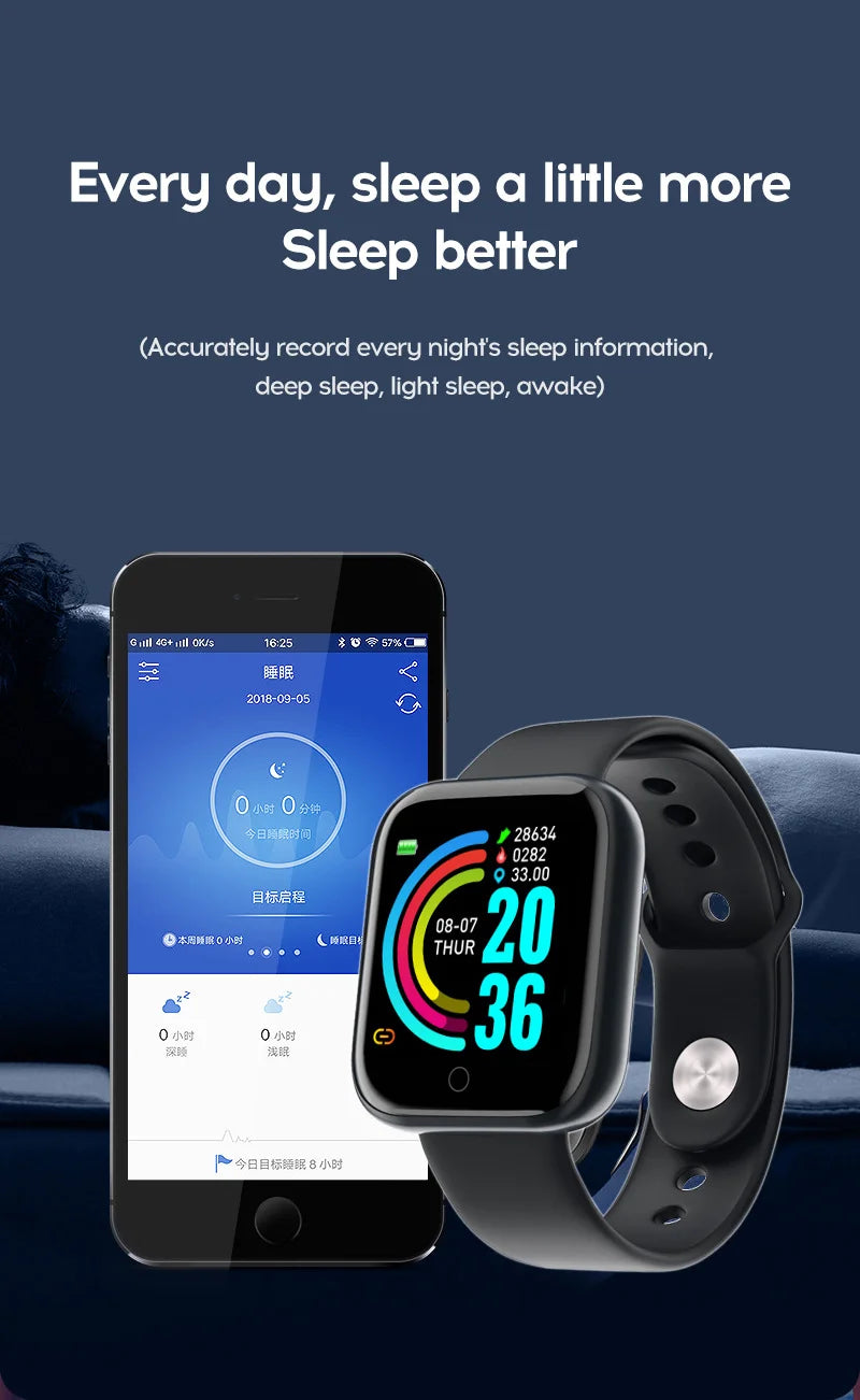 For iPhone Xiaomi Smart Watch Men Women Bluetooth Sport Watches Heart Rate Monitor Blood Pressure Fitness Watch Smart Bracelet