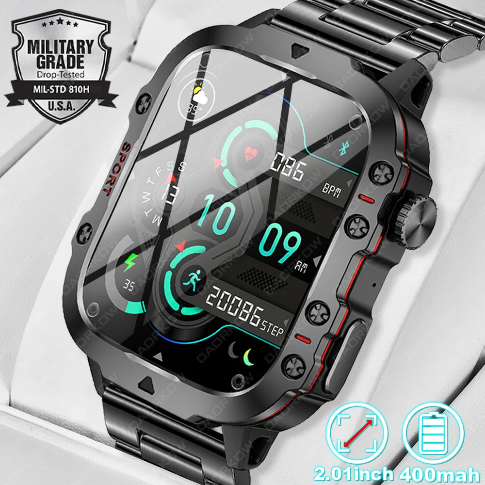 2024 New Rugged Military Fitness smartwatch For Men For Android IOS 3ATM Waterproof Sports Ai Voice Call Smartwatch Outdoor