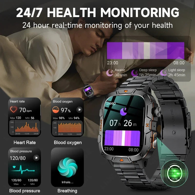 2024 New Full Touch Smart Watch Men For Android Xiaomi Blood Pressure Oxygen Fitness Watch Waterproof LED Flashlight SmartWatch