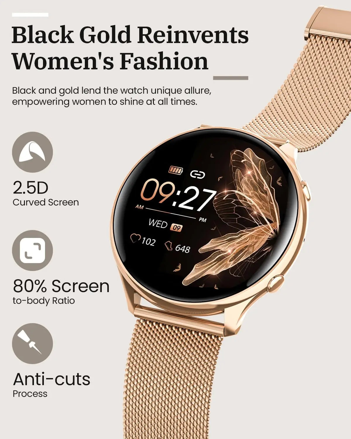 2024 Women smart watch for Android IOS mobile phones Heart rate and blood pressure monitoring waterproof fitness smartwatch