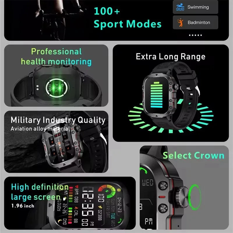 2024 For Xiaomi New Rugged Military GPS Smart Watch Men Bluetooth Call Health Monitoring AI Voice Sports Waterproof Smartwatches