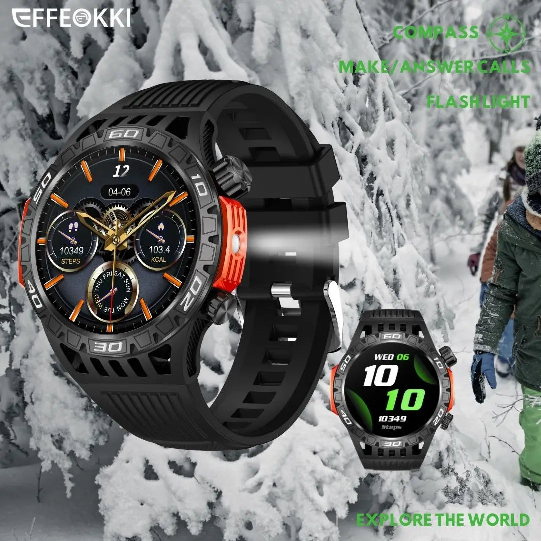 Connected Watch Man Smartwatch 2024 Men's Wristwatch Portable Flashlight 10 Meters Waterproof Compatible Long Battery Life