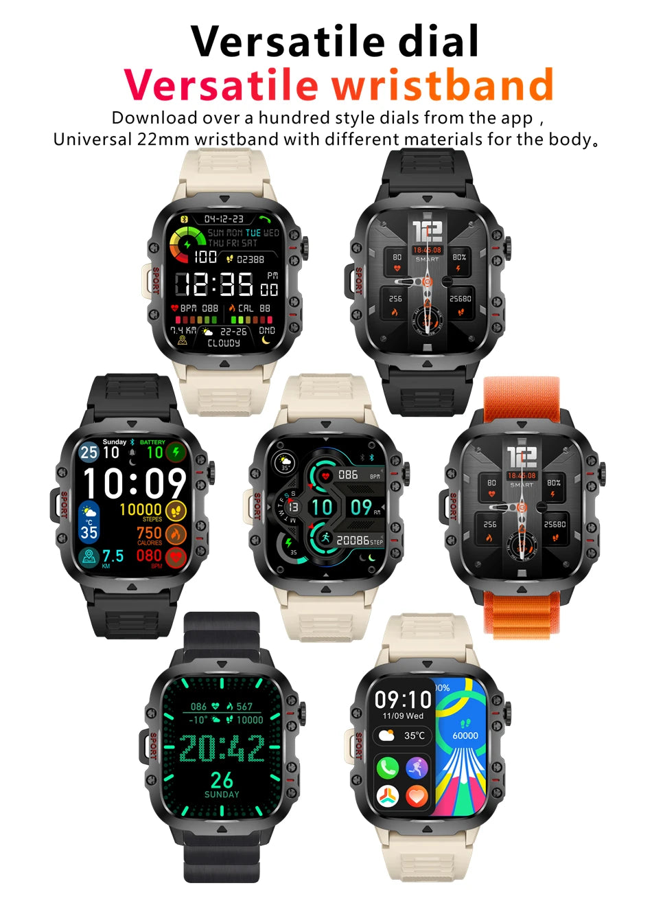 2024 For Xiaomi New Rugged Military GPS Smart Watch Men Bluetooth Call Health Monitoring AI Voice Sports Waterproof Smartwatches