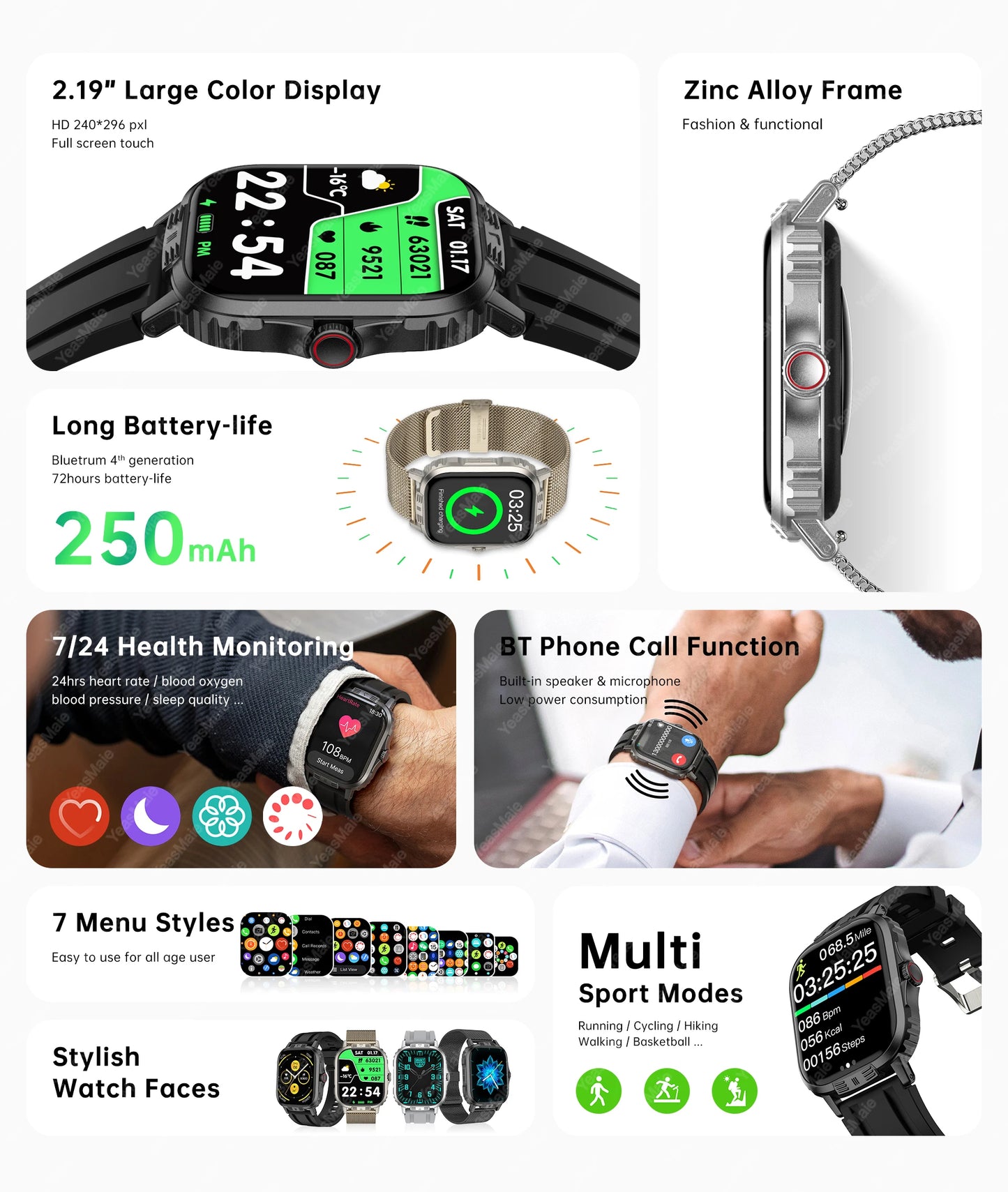 2024 New Smart Watch Bluetooth Call Heart Rate Calculator Smart Island Sport Blood Pressure Monitoring Smartwatchs For Men Women