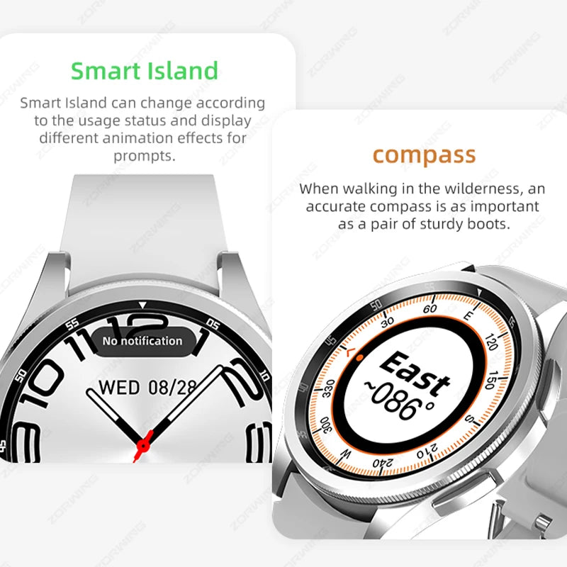 JS Watch 6 Max Classic AMOLED Smart Watch Men Rotating Bezel Compass Bluetooth Calls Heart Rate Blood Pressure Smartwatch 2024