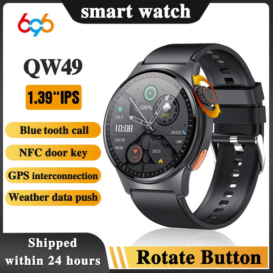 New Men 1.39" Blue Tooth Call Sports Tracker 2024 Smart Watch GPS Heart Rate Game Waterproof NFC Voice Assistant Smartwatch