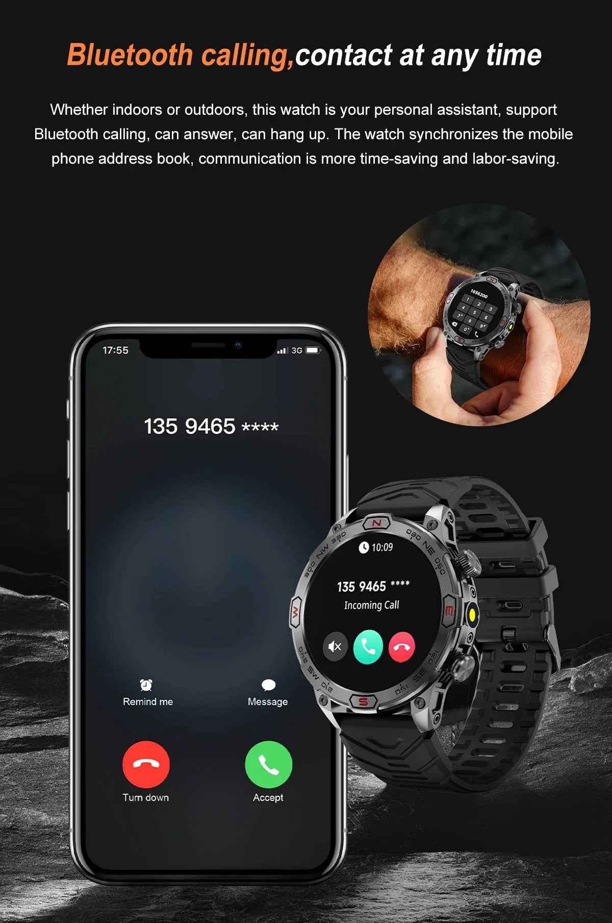 2024 New For HUAWEI Xiaomi GPS Compass Smart Watch Men AMOLED HD Bluetooth Call Heart Rate Blood Pressure Waterproof Smartwatch