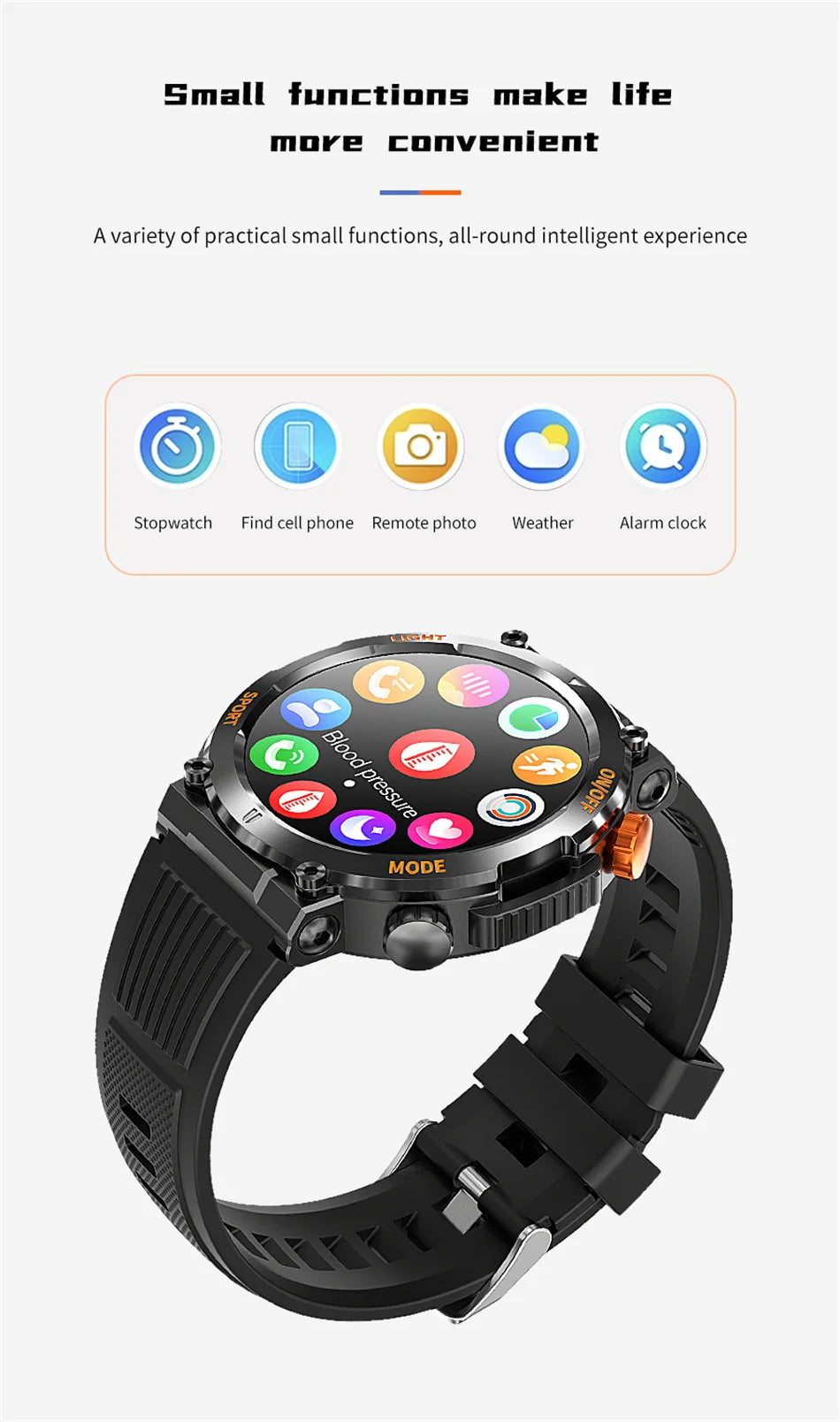 2024 New Men's Smartwatch Compass Outdoor Sports Emergency Light IP67 Waterproof Bluetooth Call Full Touch Screen Smartwatch Men