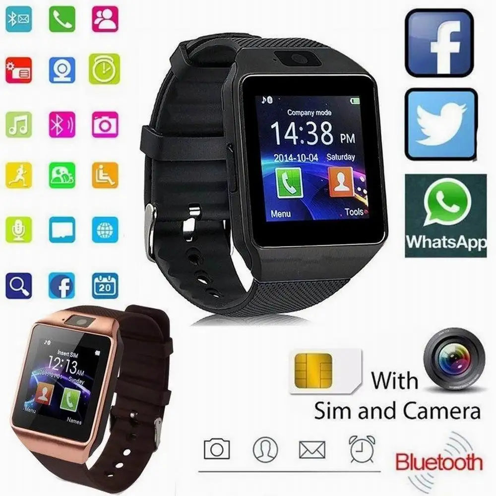 DZ09 Smart Watch TF SIM Card Digital Touch Screen Camera Smartwatch Bluetooth Remote Camera WristWatch For IOS & Android Phones